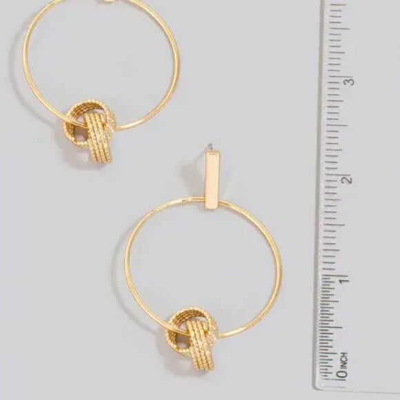 Linked Textured Hoop Dangle Earrings - Picture 2 of 2